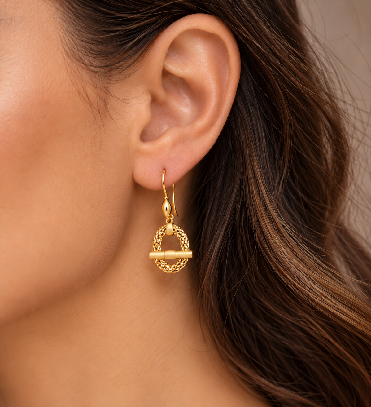 Textured Oval Drop Earrings