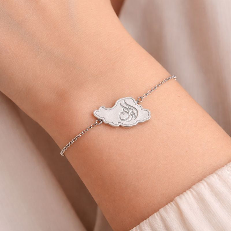 Bracelet en argent avec carte de l'Iran