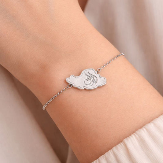 Bracelet en argent avec carte de l'Iran