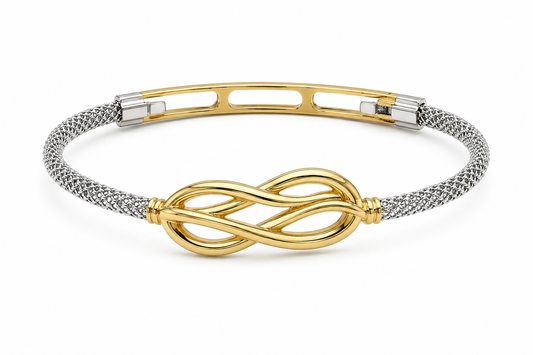 Two-Tone Twisted Wave Mesh Bangle