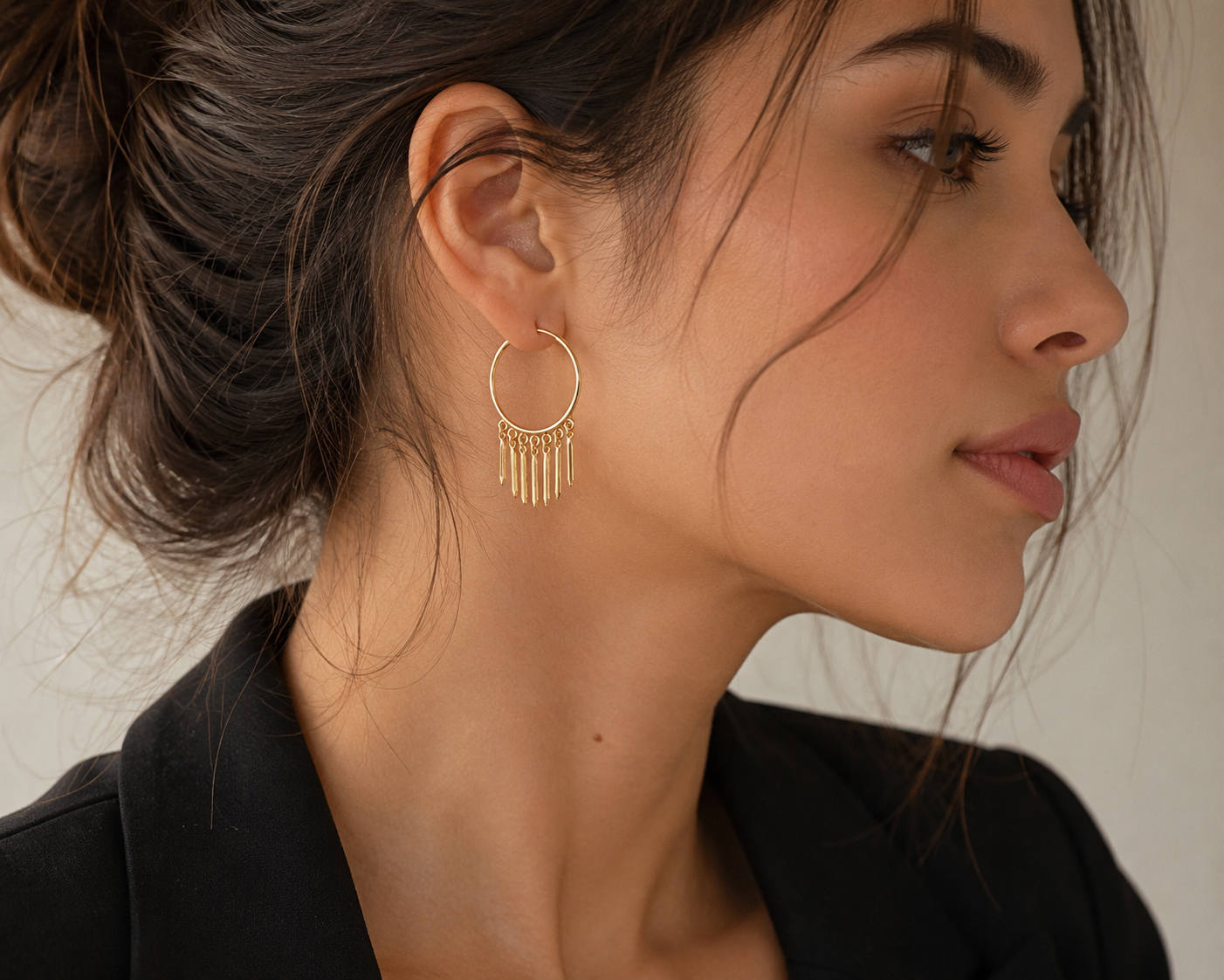 Gold Fringe Hoop Earrings
