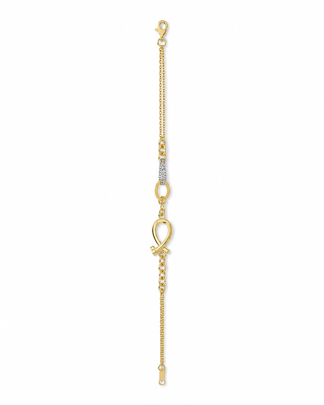 Two-Tone Ribbon Charm Bracelet