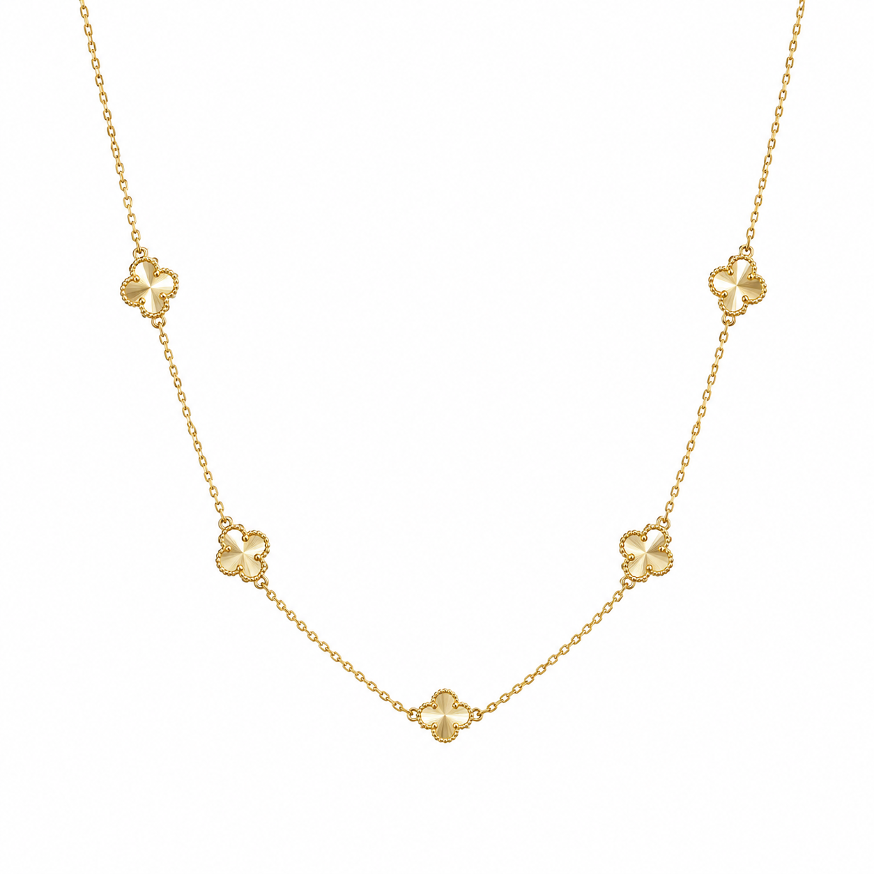 Van Cleef–Inspired 5 Motif Laser-Cut Clover Necklace