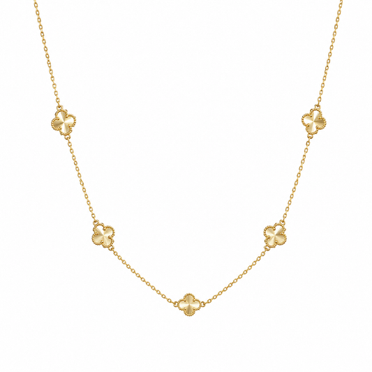 Van Cleef–Inspired 5 Motif Laser-Cut Clover Necklace
