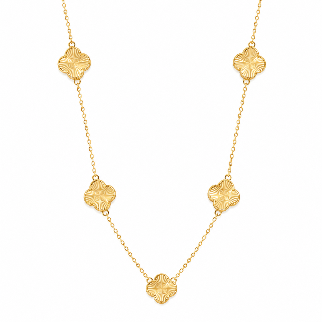 Dual-Finish 5 Motif Clover Necklace