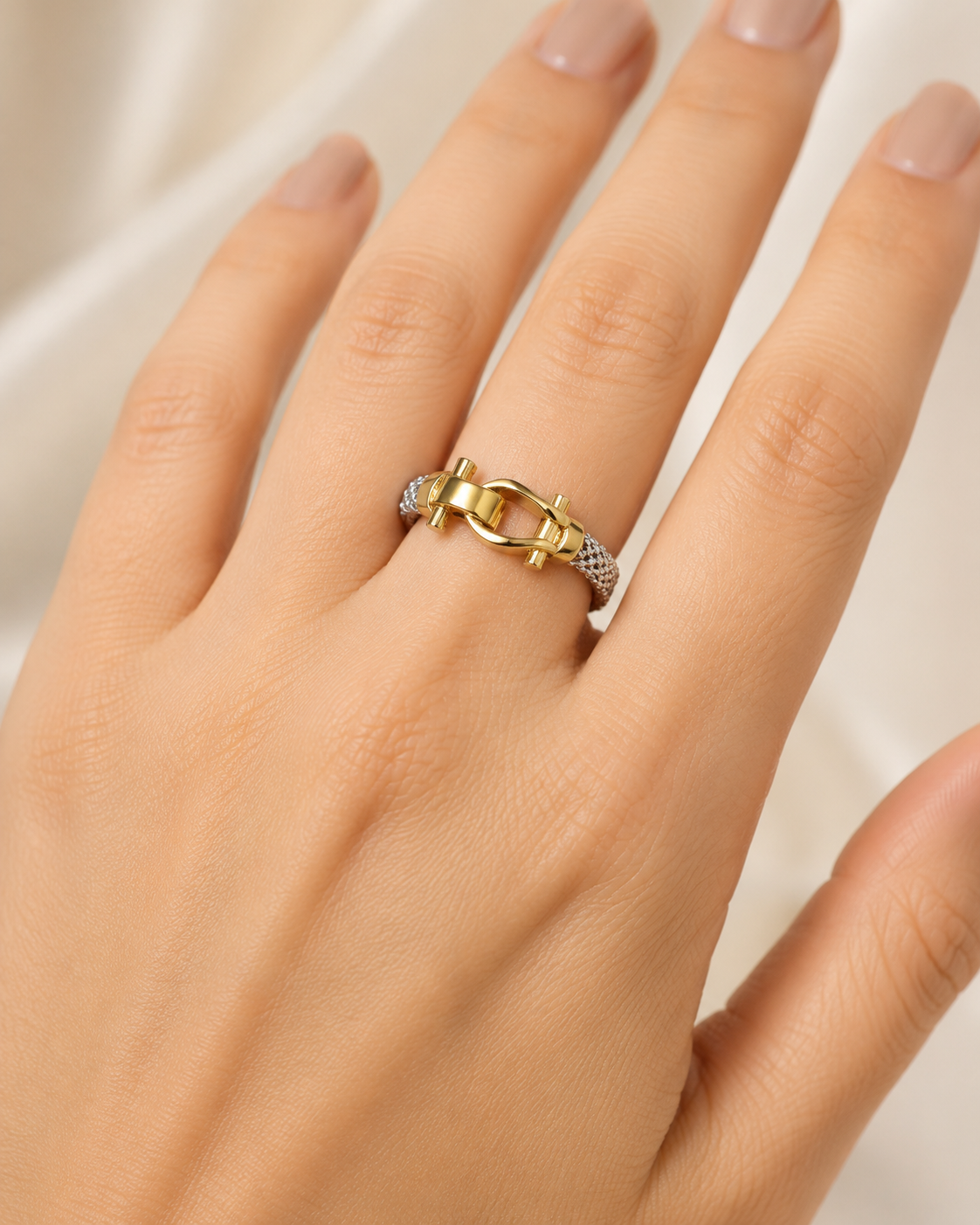 Two-Tone Gold Link Ring
