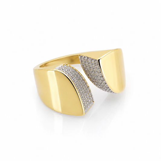 Luxe Two-Tone Pavé Open Ring