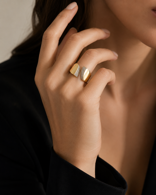 Luxe Two-Tone Pavé Open Ring