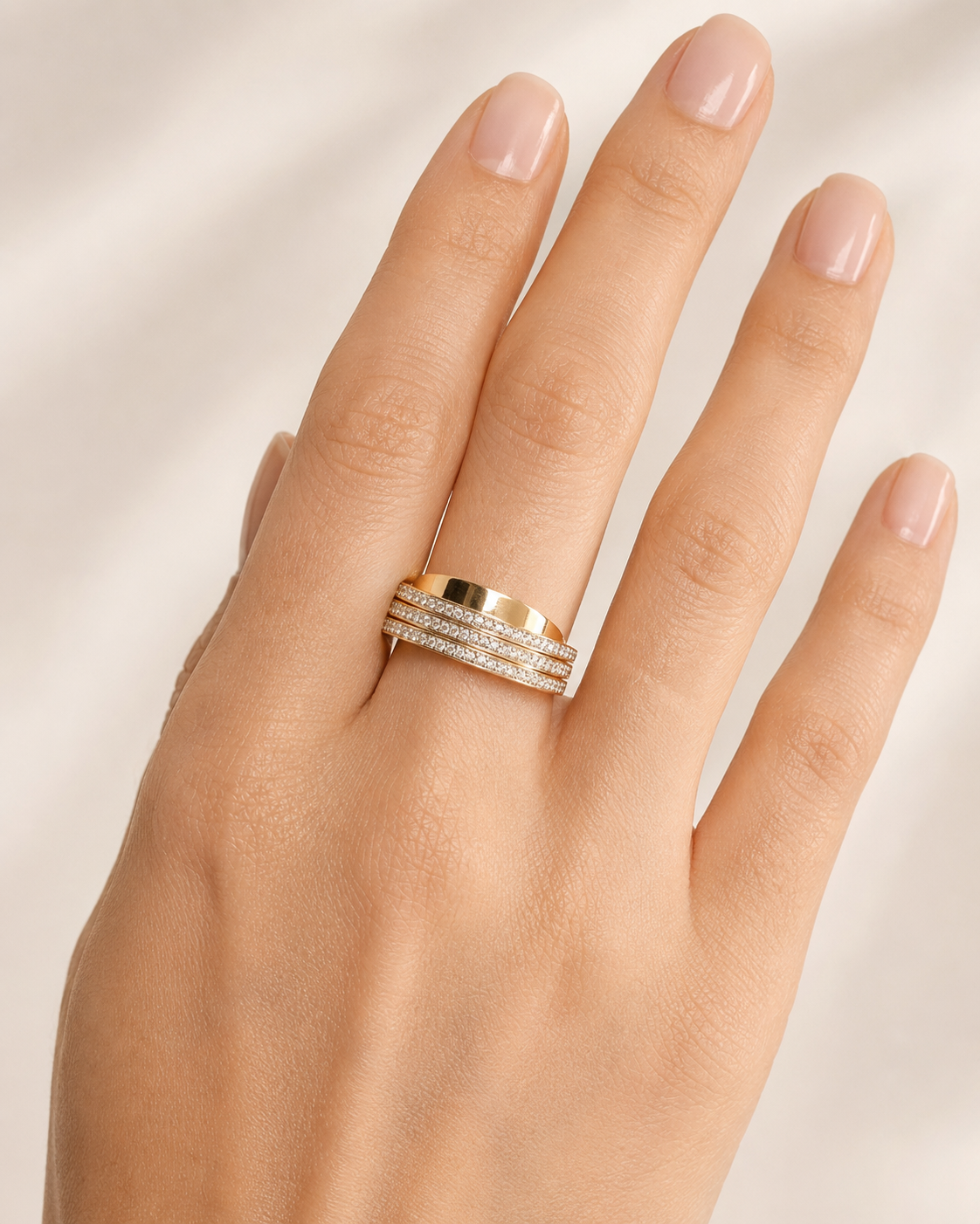 Luxe Multi-Row Crystal Band Ring