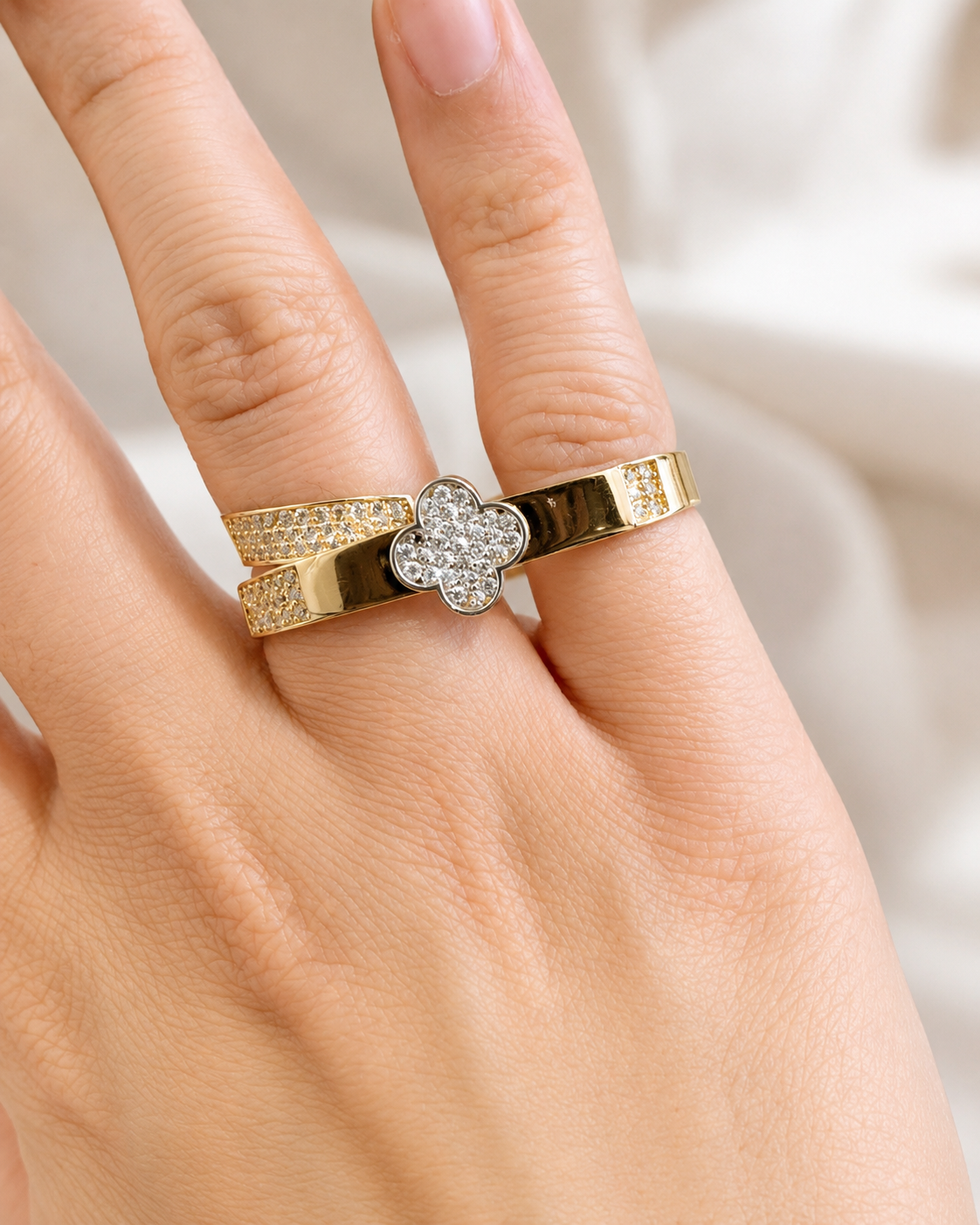 Lumière Crystal Clover Wrap Ring