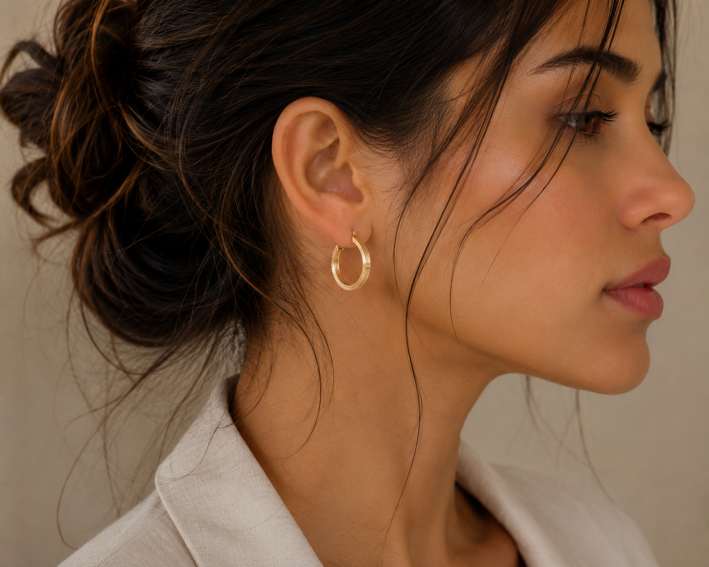Textured Gold Hoop Earrings