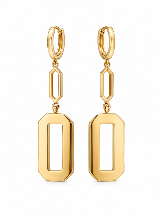Gold Geometric Drop Earrings