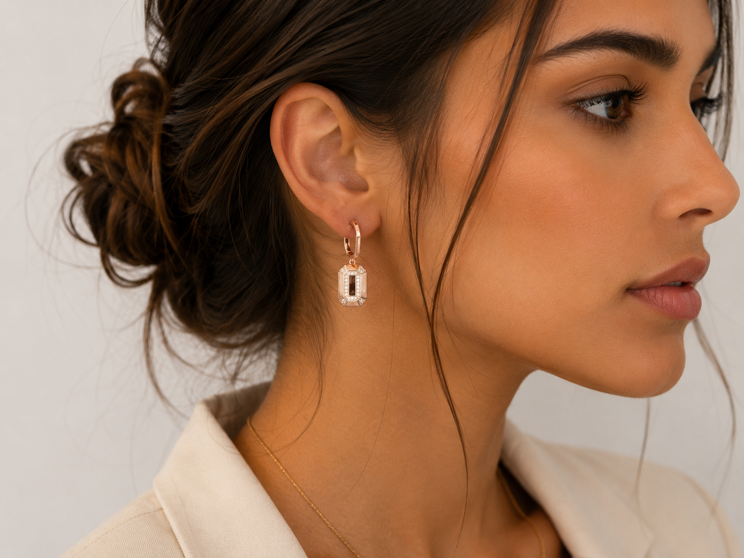 Two-Tone Crystal Geometric Drop Earrings