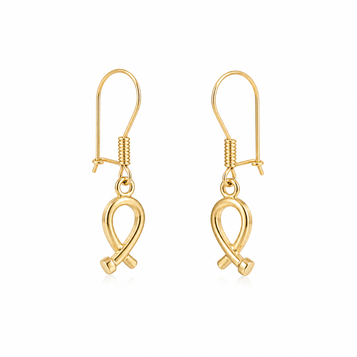 Gold Ribbon Drop Earrings