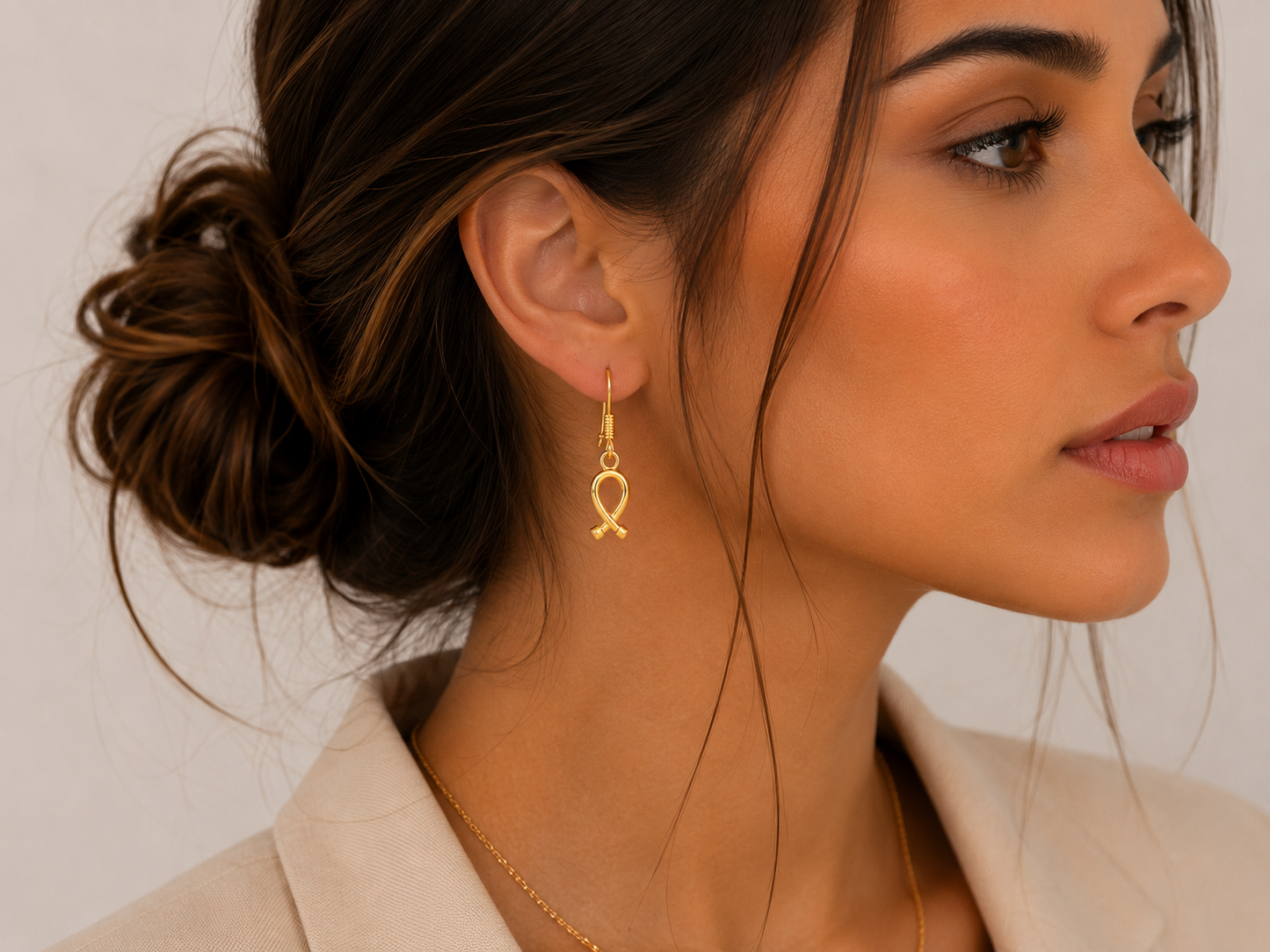 Gold Ribbon Drop Earrings