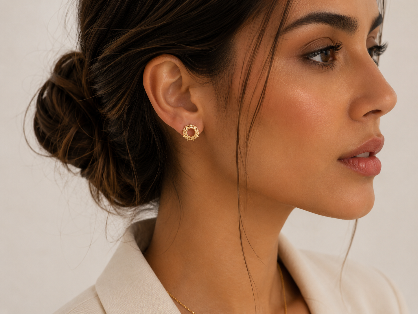 Gold Sunburst Stud Earrings