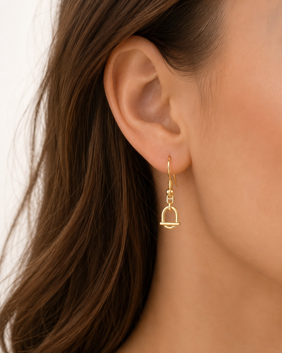 Golden Stirrup Drop Earrings