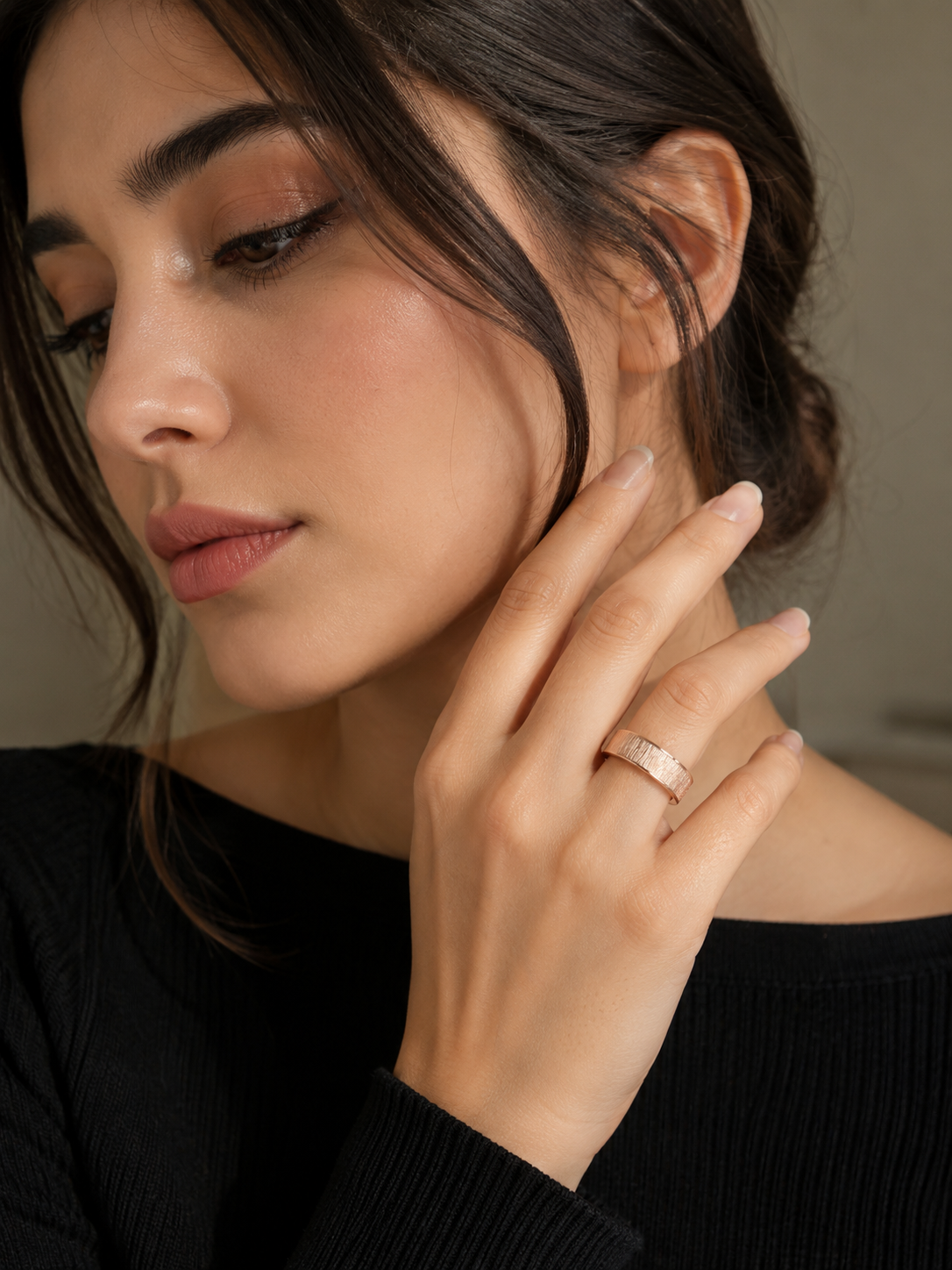 Rose Éclat Textured Band Ring