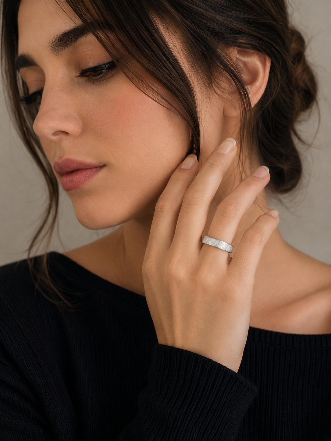 Silver Éclat Textured Band Ring