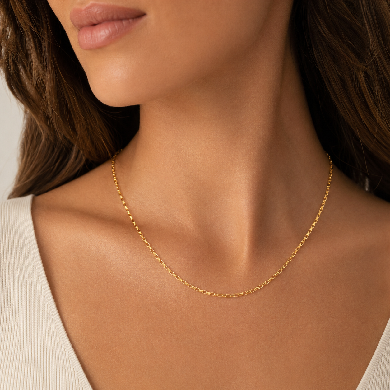 Golden Box Chain Necklace