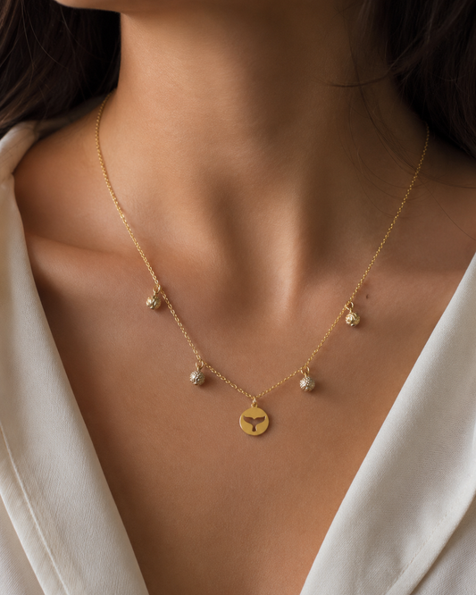 Golden Whale Tail Bead Necklace
