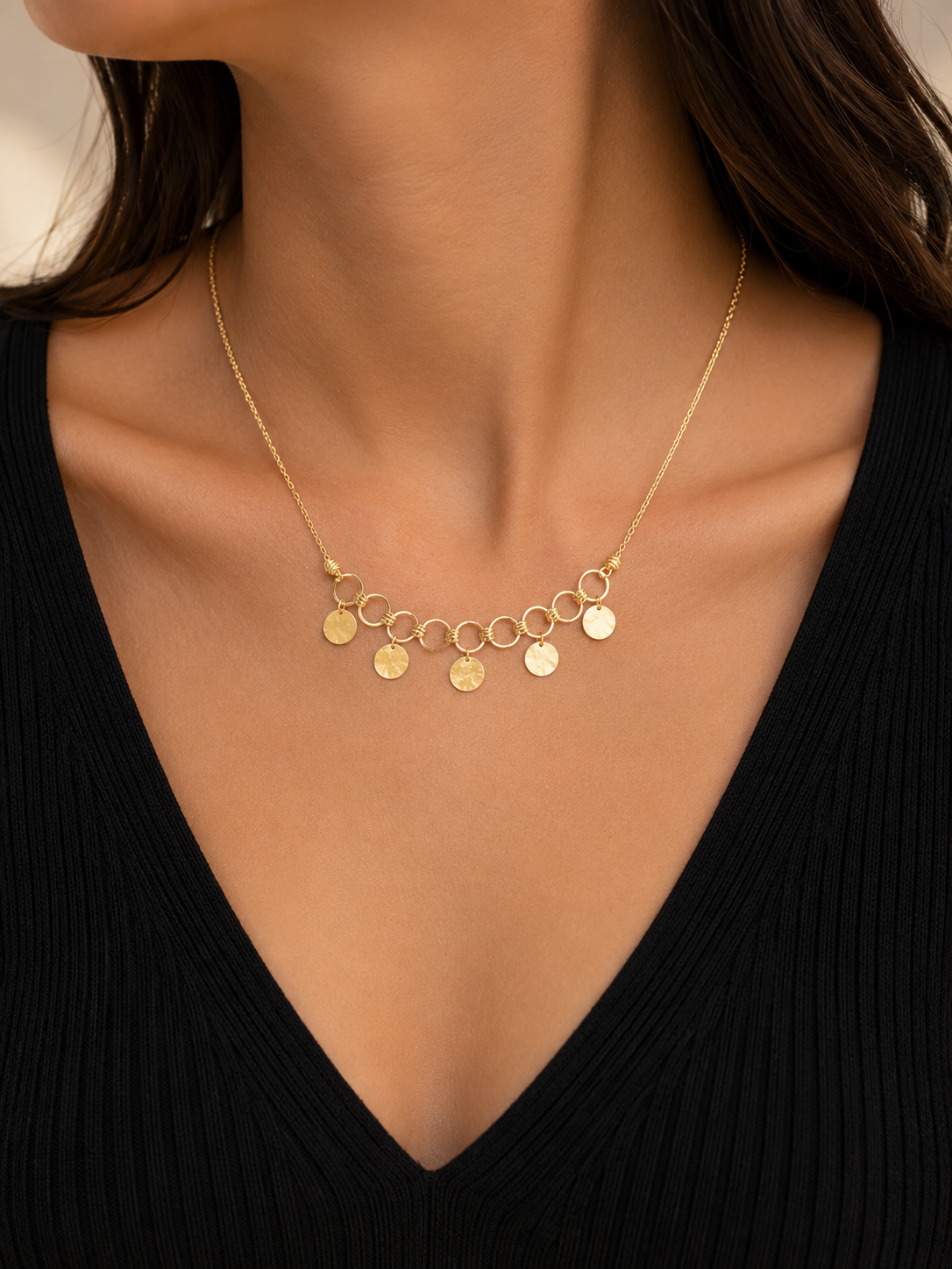 Golden Coin Charm Necklace