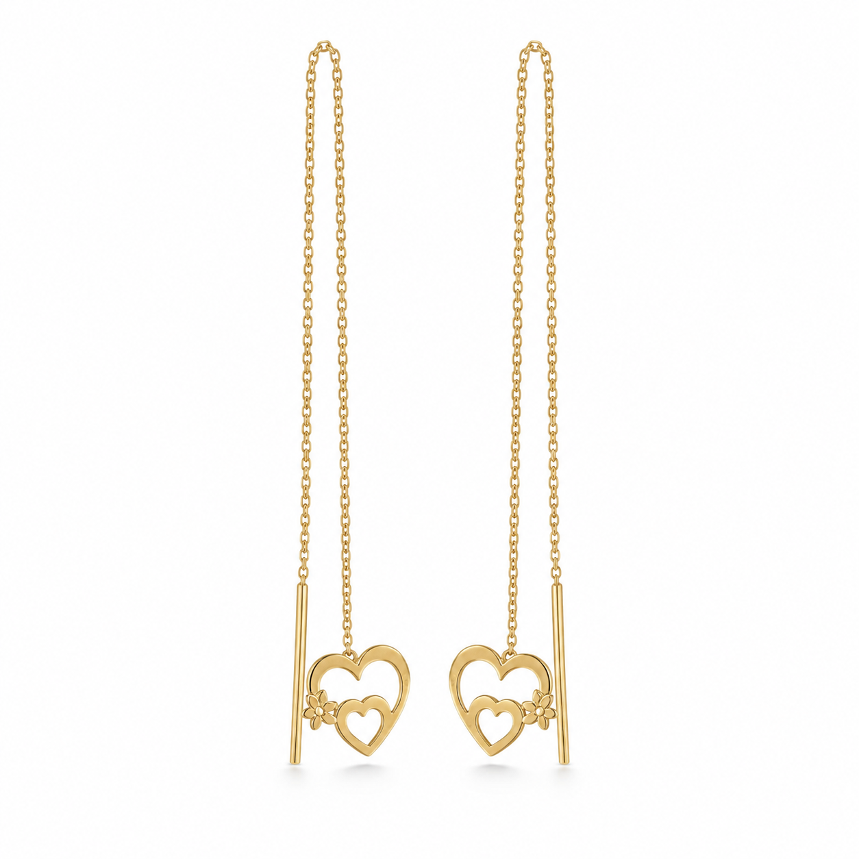 Golden Heart Threader Earrings
