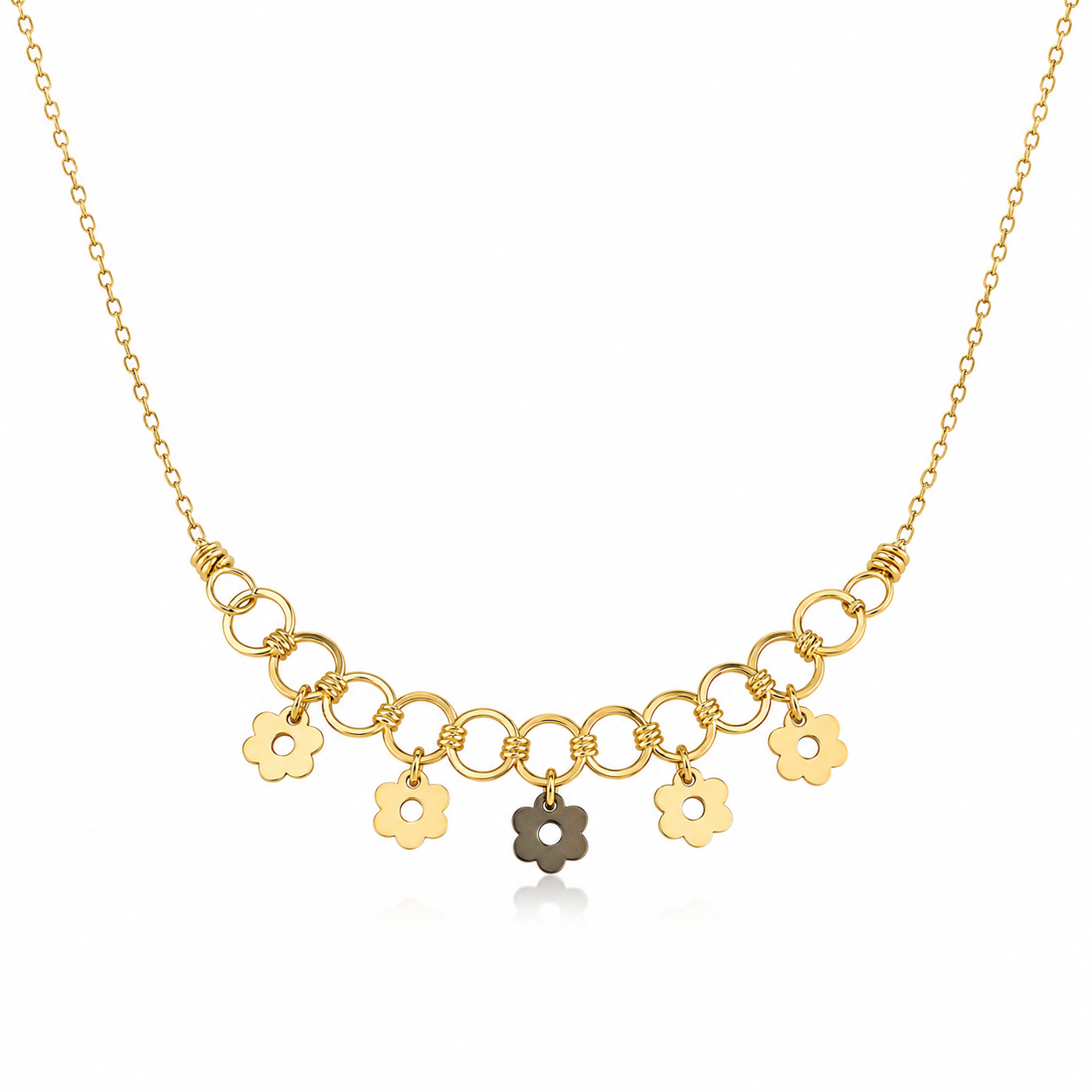 Golden Daisy Charm Necklace