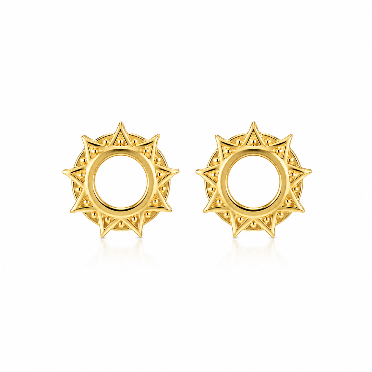 Gold Sunburst Stud Earrings