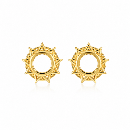 Gold Sunburst Stud Earrings