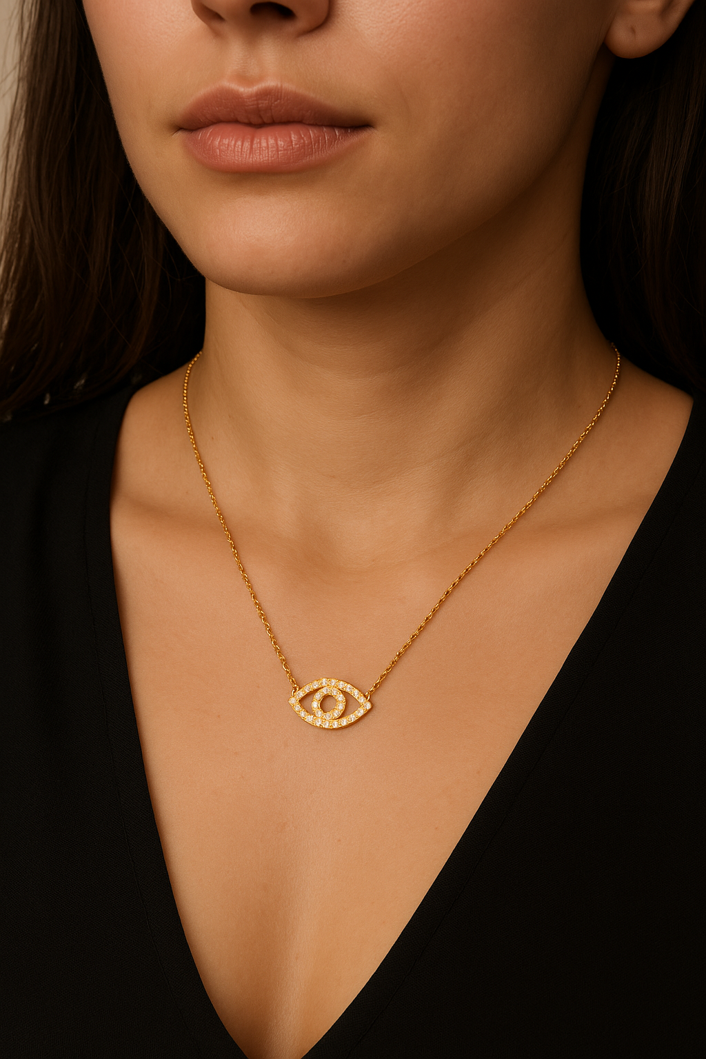 Crystal Eye Pendant Necklace