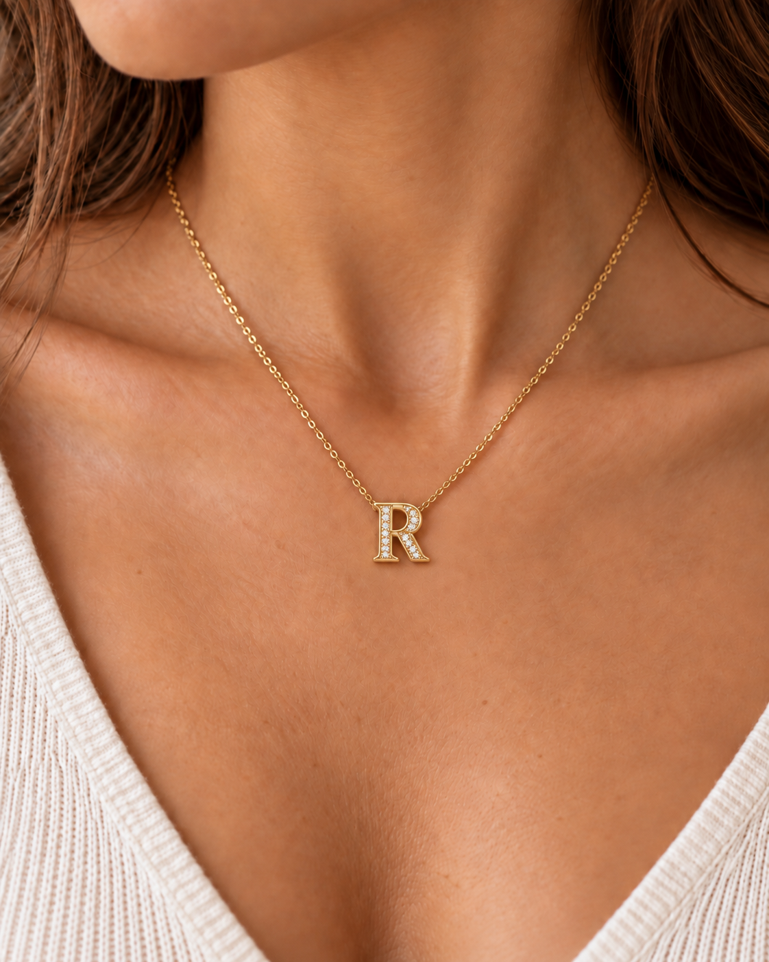 Crystal Initial “R” Necklace