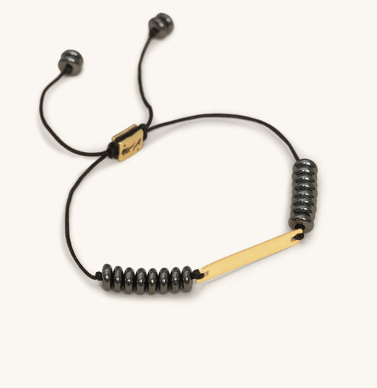 Frame gold & cord bracelet