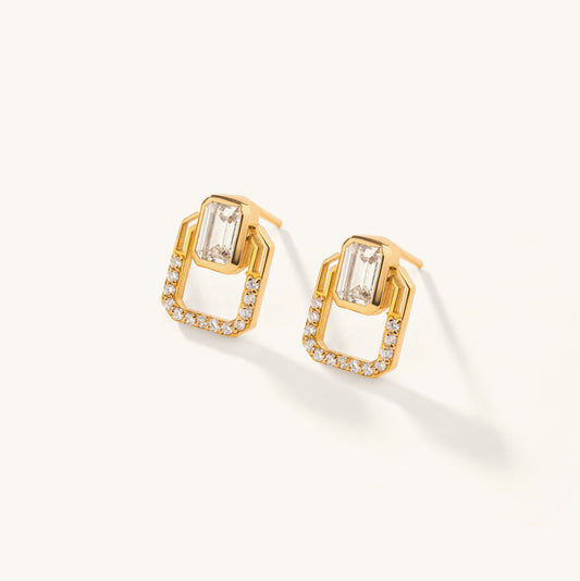 Square stone earring