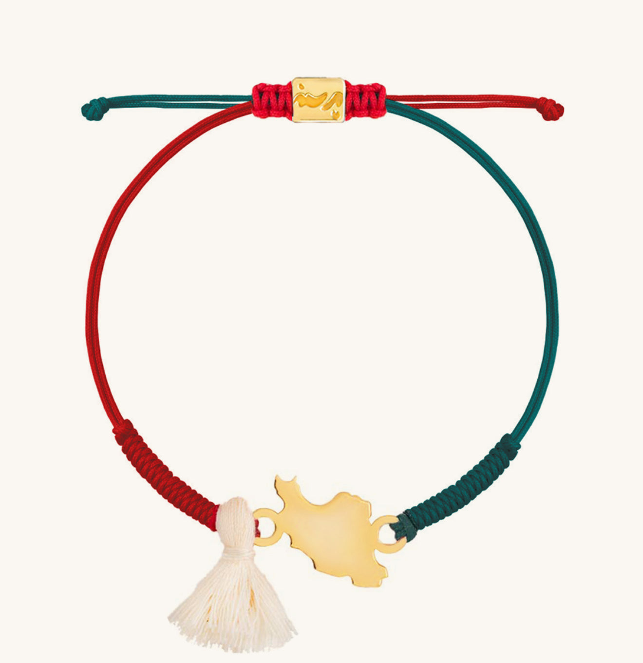 Iran shaped gold & cord bracelet