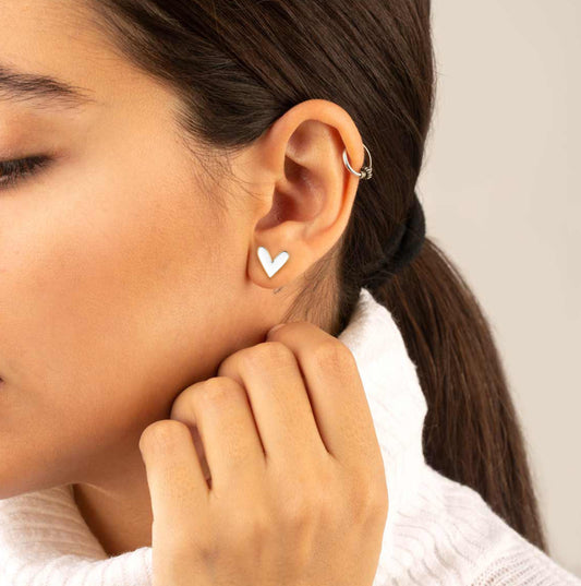 White heart earring