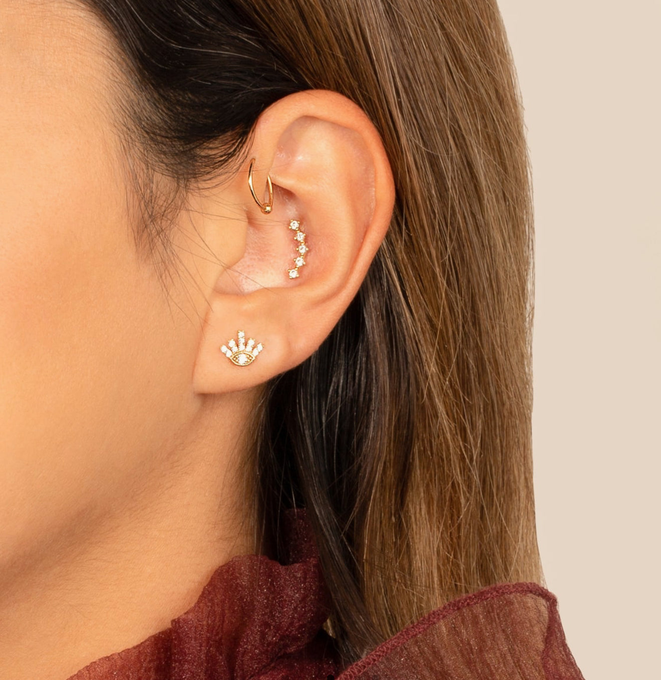 Eyelashes stone earring