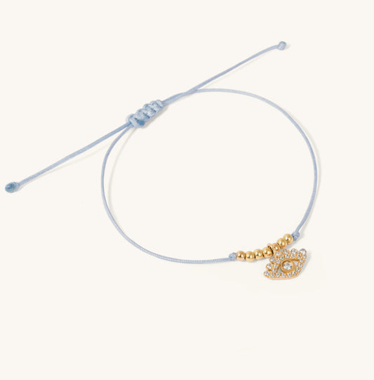 Ball eye gold & cord bracelet