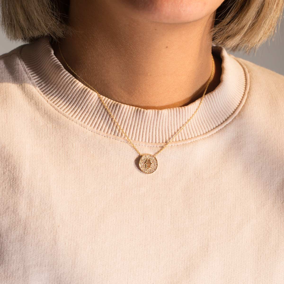 Palm Pendant Necklace with Crystals