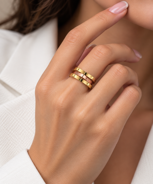 Two-Tone Triple Band Ring