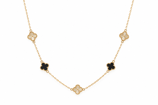 Black & laser cut Clover Necklace