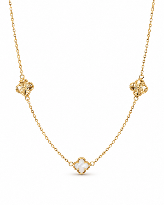 Mother of Pearl & Laser Cut Clover Necklace