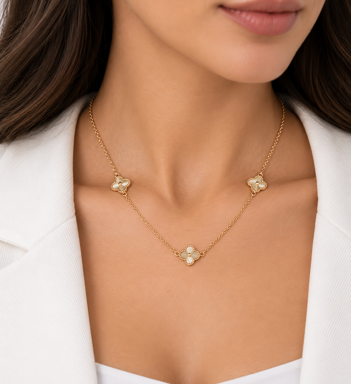 Triple Laser Cut Clover Necklace