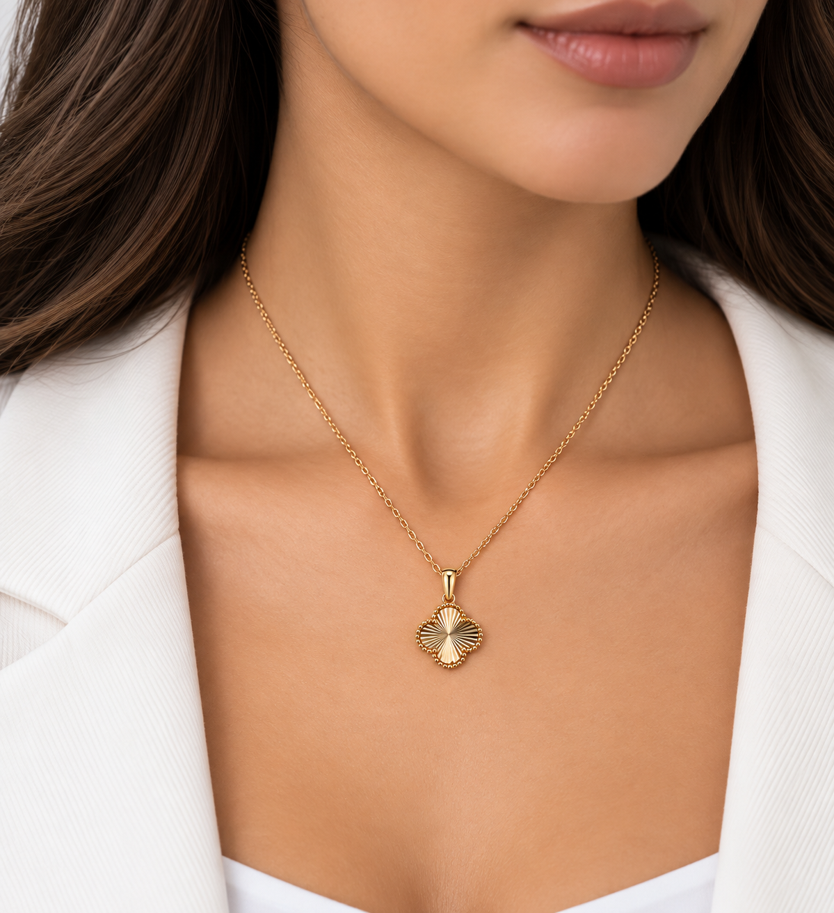 Single Laser Cut Clover Pendant Necklace