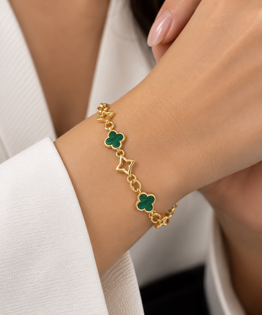 Malachite Clover Bracelet