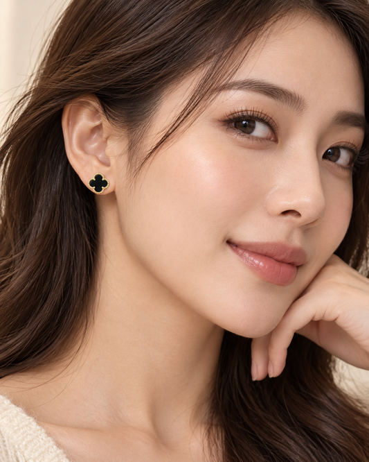 Black Clover Stud Earrings