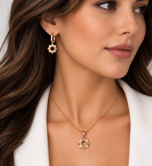 Rose Gold Lotus Jewelry Set