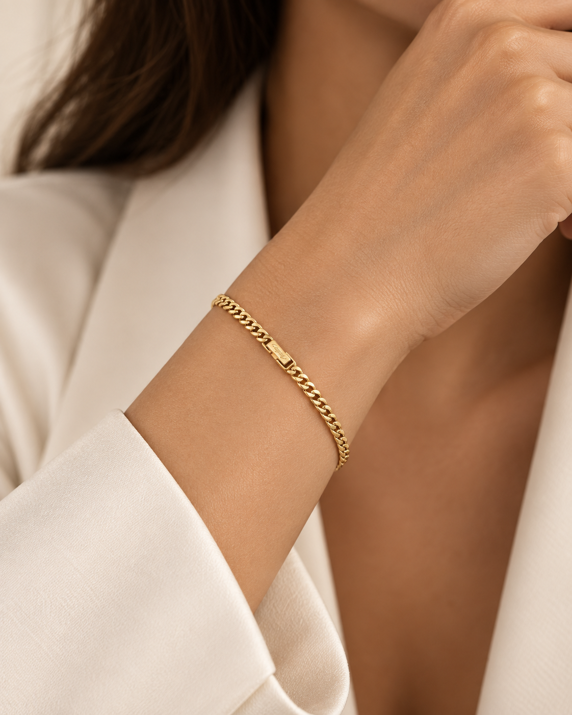 Slim Cuban Link Bracelet – Cartier Style