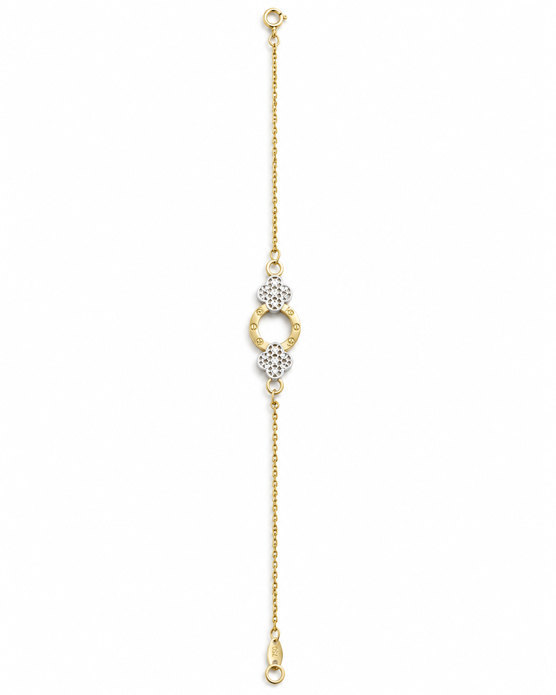 Two-Tone Gold Filigree Clover Bracelet
