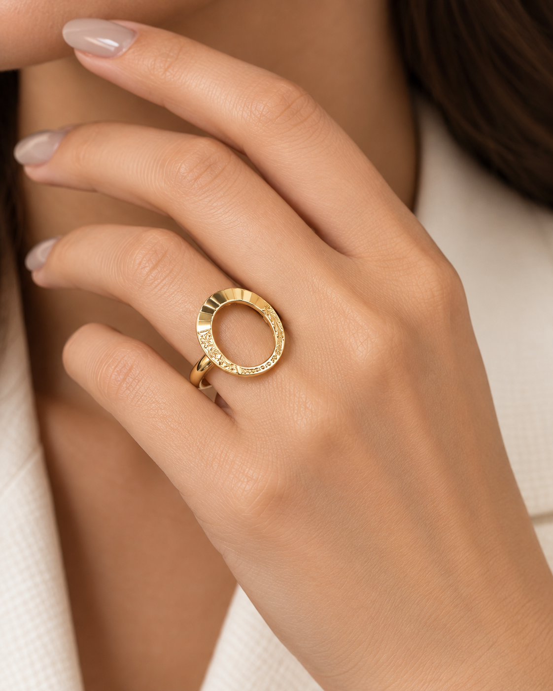 Elegant Oval Gold Statement Ring